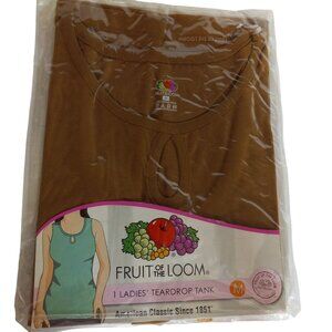 Fruit Of The Loom M Tank Top Ladies Teardrop 100% Combed Cotton Brown NEW